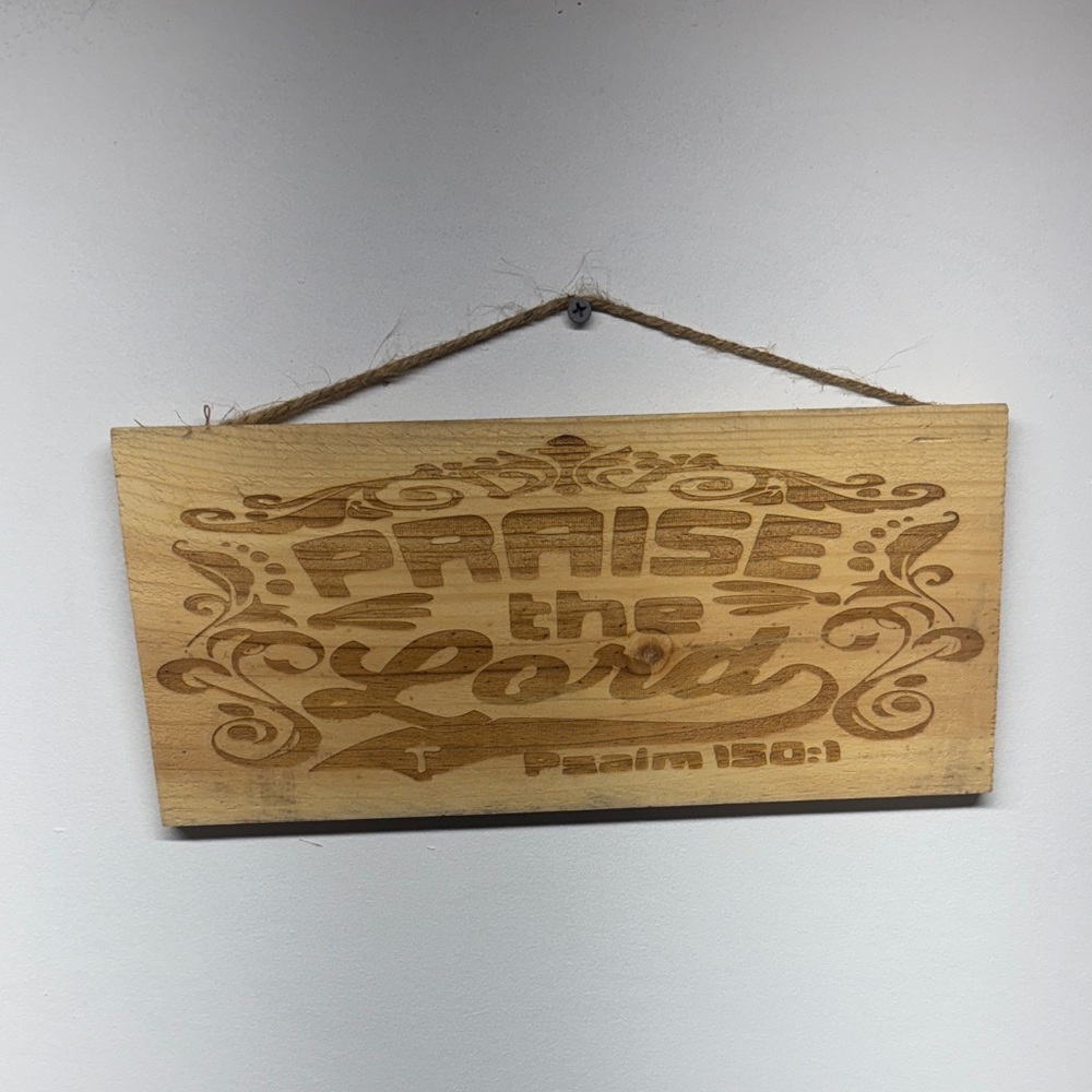 Engraved Wooden Wall decor psalm 150:1